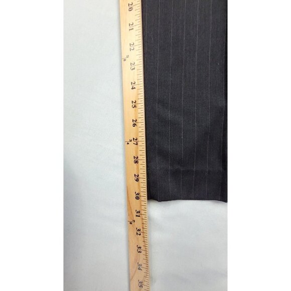 34R Mens Wool Linea Uomo Dress Black Striped Pants Pleated Trousers Slacks 34x31 - Picture 6 of 8